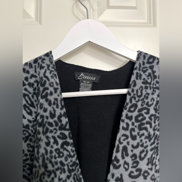 Leopard Print Fringe-Trim Shawl Poncho - Picture 3 of 3